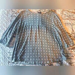 J. Jill Geometric Print Long Sleeve Knit Blouson Top - Size Medium
